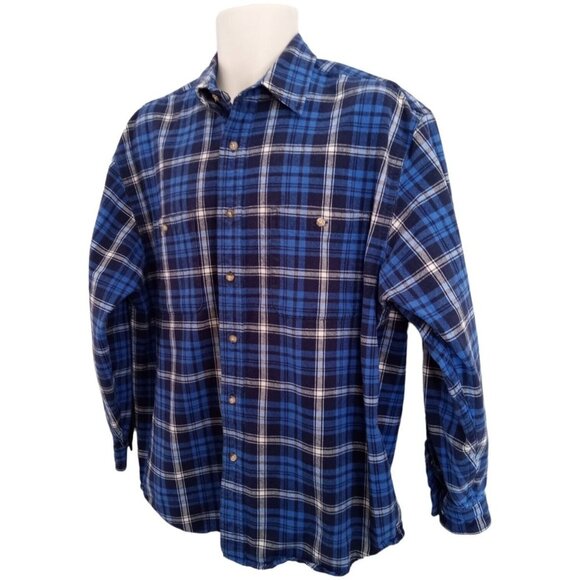 Eddie Bauer Men's Flannel Shirt Blue Plaid Long Sleeve Button Up Size Med - Picture 1 of 7